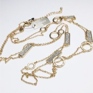 Chico’s NWT gorgeous Lane 2 strand long necklace and matching hoop earrings set